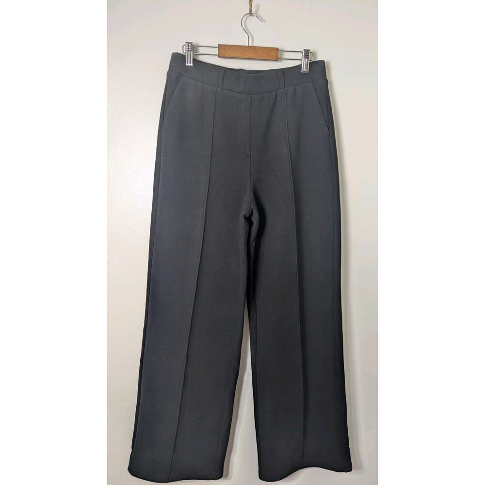 OGL Move Pants Womens M Black Wool Blend Stretch Wide Leg Pockets 33" inseam NEW